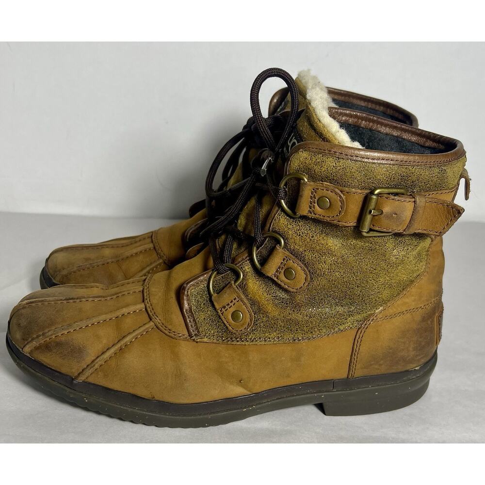 Ugg Cecile Size EU 39.5 US8.5 Women’s Brown Leather Duck Ankle Boots Waterproof